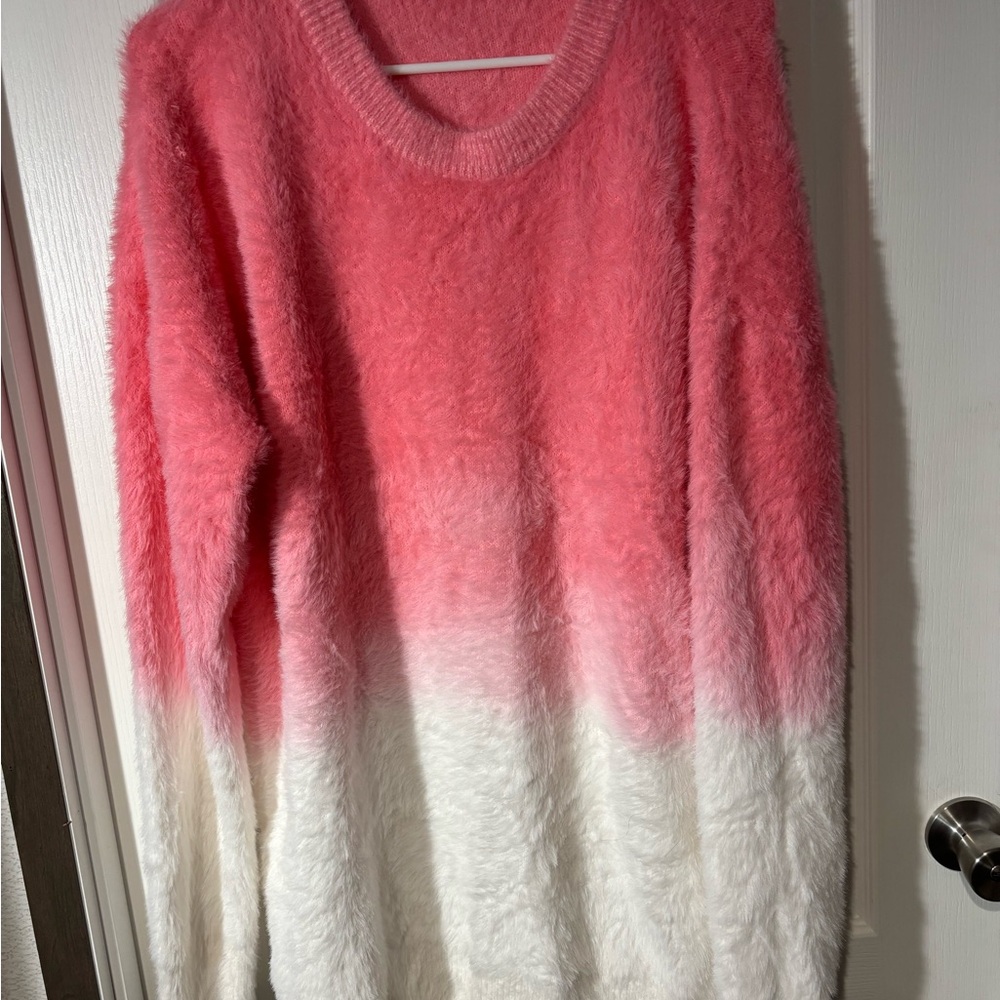 SHEIN Pink and White Gradient Sweater